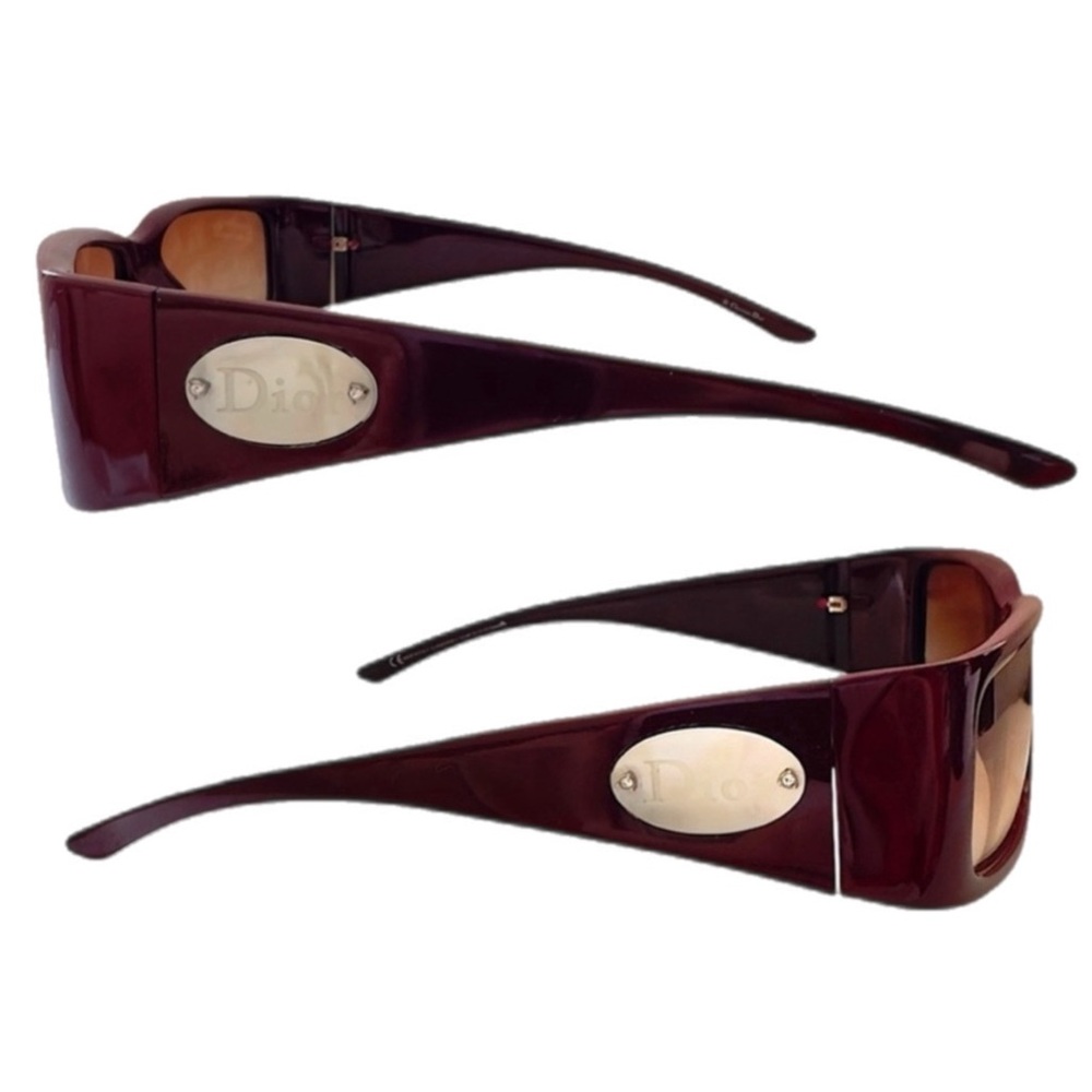 VTG Y2K DIOR ClassicDior 2 Burgundy Sunglasses Brown Gradient Lens CQJNF NWOT - Picture 11 of 16